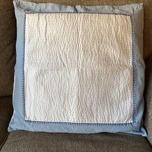 2 Wedgwood Cushion Pillow Covers  25" Quilted Made in England White Blue Cotton